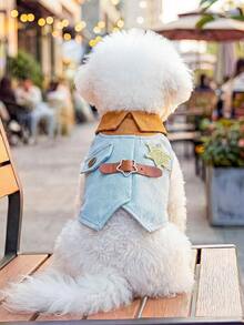 PETCIRCLE 1pc Pet Clothes, European & American Style, Suitable For Small Dogs & Puppies, Cute & Comfortable Star Sheriff Jacket - Multicolor - View 1