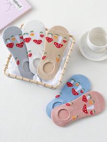 6 đôi tất tàng hình in hình nấm, họa tiết nấm đỏ dễ thương, chất liệu thoáng khí thân thiện với da, phong cách rừng Nhật Bản, đế silicon chống trượt, phù hợp cho mặc hàng ngày mùa xuân/hè, giày, giày vải, thiết kế cổ thấp đa năng - Nhiều màu - Xem 2