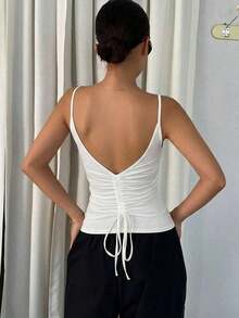Camiseta sin espalda para mujer - Blanco - Ver 4