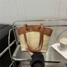 BV Bottega Small Andiamo Bolso de mujer tejido a mano de cuero genuinoBolsodebolso de manotipocuboconpatróntejidoparamujer,bolsodemarca,elegantebolsodemanoparaseñorabolsaderegaloexquisita,bolsodebolso de manodelujoparamujer,bolsocruzadodemodaparamujer,adecuadoparachicas,estudiantesnivel universitariodamasdeoficina,madresdemedianaedadparausodiario,comprasoficina,clase,reuniones,citas,actividadesalairelibretambiénunregaloidealparaBolso de paja retro francés para mujer, adecuado para vacaciones y playa, casual y elegante, versátil bolso de hombro estilo cesta, bolso tejido a la moda. - Arroz integral grande - Ver 5