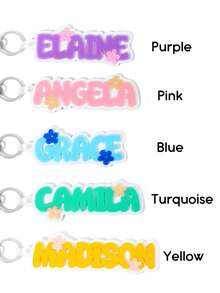 1 pieza Llavero acrílico floral grueso y lindo con nombre personalizado, regalo de graduación - Multicolor - Ver 6