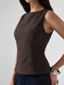 Blusa negra de diseñador de moda de verano para mujer - Marrón - Ver 5