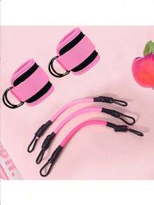 Kick Resistance Band For Hip And Leg Strength Training, Ankle Strap Strength Training, Jumping Taekwondo Training Band, Ankle Elastic Rope Resistance Ring - Pink and Black Glossy Set, Gradient Pink Pound Resistance Ring - View 3