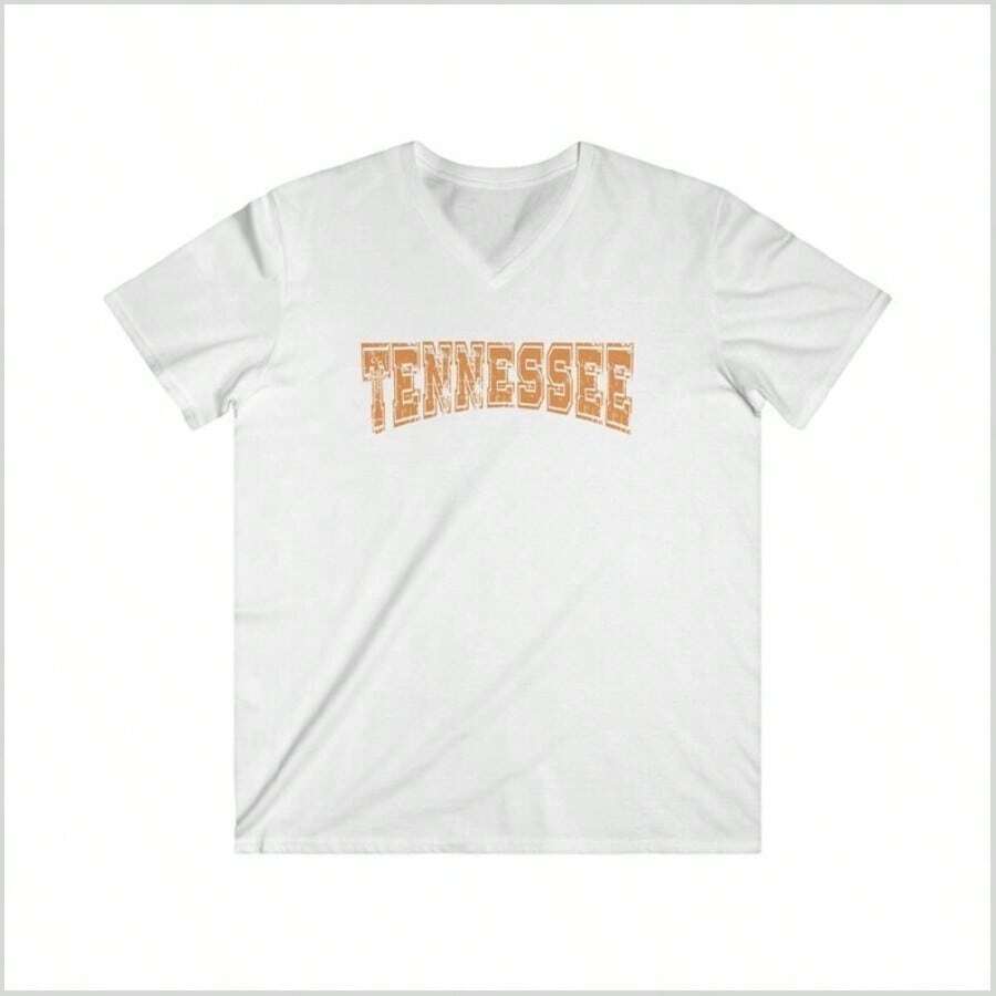 Tennessee Volunteer Football 's Tee, Big Orange Fitted V-Neck Shirt, Game Day T-Shirt, College Spor Rel, Unrsity Fan Gear - 白色 - 查看 1
