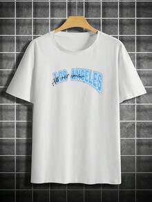 1330# Camiseta de hombre con estampado de letras de carreras - Blanco - Ver 3