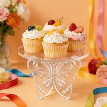 Creative Butterfly Shaped Acrylic Cake Stand, Bright Color Dessert Display Rack, Suitable For Wedding And Birthday Party Cake Tray, Decorative Display Base, Transparent Base Suitable For Displaying Hand Puppets And Dolls - Multicolor - View 4