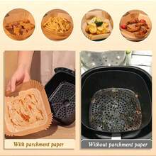 Square Air Fryer Liners Disposable, 100pcs Nonstick Parchment Paper Liners Air Fryer Paper Liners For 3-5 Qt AirFryer Baking Roasting Microwave - Khaki - View 6