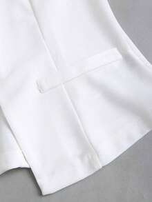 delgado sin mangas para mujer con botones metálicos grandes de estilo minimalista francés - Blanco - Ver 6