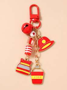 1pc Fire Cone Keychain, Ambulance & Firefighter Equipment Keyring, Bag Pendant - Multicolor - View 10