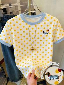 Camiseta Casual de Verano para Mujer con Estampado de Frutas, Cuello Redondo y Manga Corta, Camisetas Gráficas para Mujer - Amarillo - Ver 1