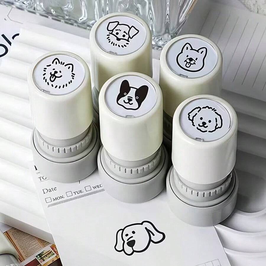 1个卡通动物印章,可爱卡通小狗印章,适用于日记、手工、DIY配件、礼品包装装饰、办公用品、桌面配件、剪贴簿、印台 - A - 查看 1