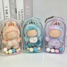 15/17cm Bolsa de almacenamiento de muñeca de peluche, bolsa de exhibición de muñeca transparente de PVC, bolsa de almacenamiento de peluche, caja de almacenamiento transparente con llavero, adecuada para muñecas de anime y dibujos animados, productos periféricos de fans [Solo bolsa y llavero, sin muñeca] - Multicolor - Ver 3