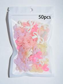 10/30/50pcs/Set Jelly Color Bow Decor Accessories, Multi-Color Bow Decor Pieces With Holes, Handmade Beads, DIY Craft Supplies - Jelly Color - View 9