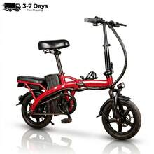 Foldable Electric Bike For Adults, 14" Electric E-Bike With 500W Peak Motor, Max 45 Miles 19 MPH Electric Bicycles, Dual Front Suspension,Maximum Load Capacity Of 120 Kilograms. - Màu đỏ cơ bản - Xem 1