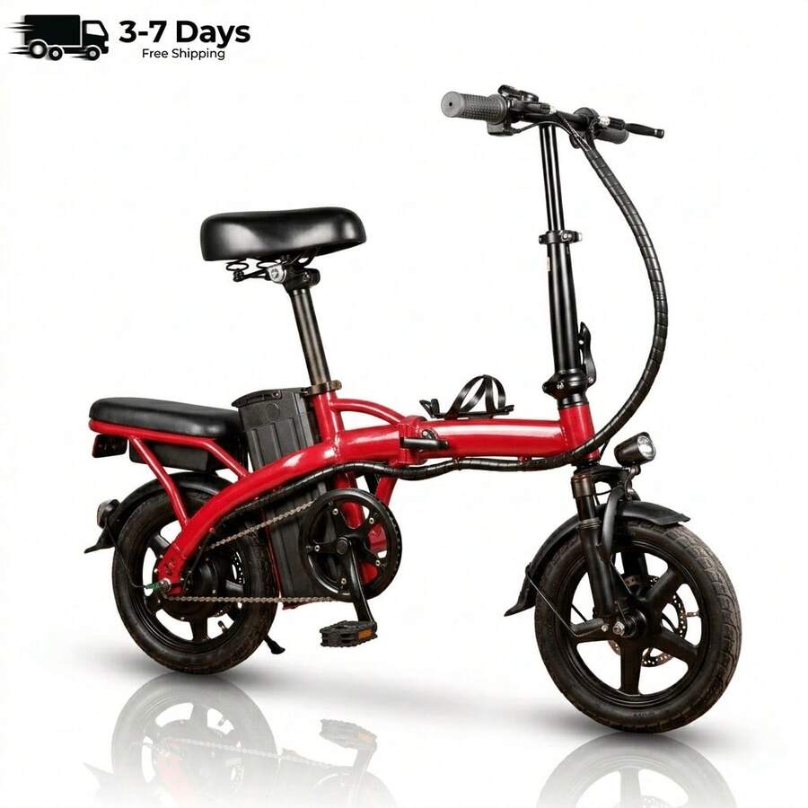 Foldable Electric Bike For Adults, 14" Electric E-Bike With 500W Peak Motor, Max 45 Miles 19 MPH Electric Bicycles, Dual Front Suspension,Maximum Load Capacity Of 120 Kilograms. - Màu đỏ cơ bản - Xem 1