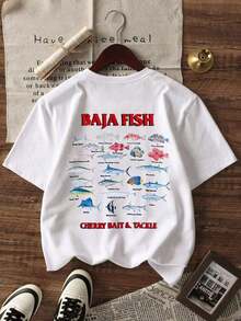 Camisetas Divertidas, Camisetas Minimalistas de Talla Grande, Compra con plazo limitado, Oferta limitada por tiempo limitado, Camisetas de Mujer con Estampado de Letras, Camiseta Blanca de Mujer con Estampado de Gráfica de Vida Marina "BAJA FISH", de Manga Corta y Corte Holgado, de gran demanda. # Atuendo del Día # Vibraciones de Verano # Estilo Costero # Atributos de estilo SeafoodPrint, que ofrecen funcionalidades versátiles para el día a día, son amigables con la piel, ideales para fotos y llamativos, con un enfoque en el estilo retro americano, el estilo de vacaciones en la playa, el estilo casual para exteriores y la vibra relajada y descontraída, perteneciendo a la categoría final de camisetas de manga corta holgadas para mujer. Es perfecto para todas las situaciones, como escapadas de verano a la playa, visitas a costas rocosas, actividades de buceo al aire libre, paseos por el puerto, viajes con amigas y compras diarias. B8QR - Blanco - Ver 6