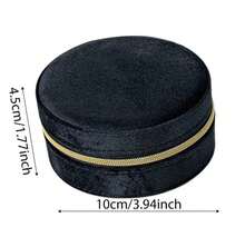 Estuche Redondo para Joyería, Viaje y Hogar - Negro - Ver 4