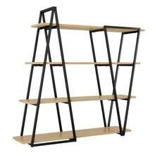 رف كتب قائم بذاته هندسي 158*35*166 سم - رف معدني مفتوح/رف مع أرفف من ال- MDF سمك 25 مم، تصميم ثلاثي الأبعاد، للغرفة المعيشية والمطبخ والمكتب. - بني - مشاهدة 8