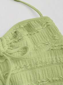 Top de tirantes con cuello halter y pliegues en Y2K - Verde - Ver 4