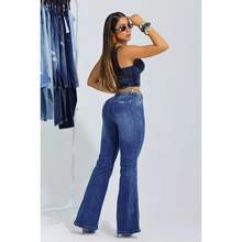 PIT BULL JEANS Elegant Pit Bull Flare Pants New Release Ref 90880 Elegant Jeans With Belt Women's Flare Pants All - 中藍色 - 查看 4