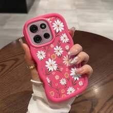 Flower Wavy Curved Colorful Painted Macaron Phone Case, Suitable For Galaxy/Honor/HW/ - Black - View 7