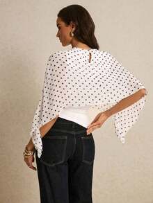 uello chal marrón para mujer, blusas elegantes para mujer, blusas casuales para mujer, apropiada para uso diario, salir, ir y venir en otoño/invierno, blusa de manga de murciélago, blusa marrón café, blusa marrón oscuro - Blanco 2 - Ver 2