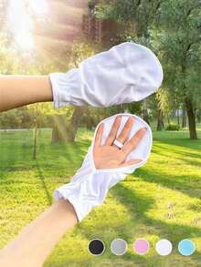 1 par de guantes cortos de mujer para primavera/verano, adecuados para conducir a diario, montar en bicicletas eléctricas, protección UV, guantes sin dedos para dar sombra, cubiertas protectoras, guantes con dedos ganchudos, unisex, para actividades al aire libre, regalo de vacaciones, festival, fiesta - Multicolor - Ver 2