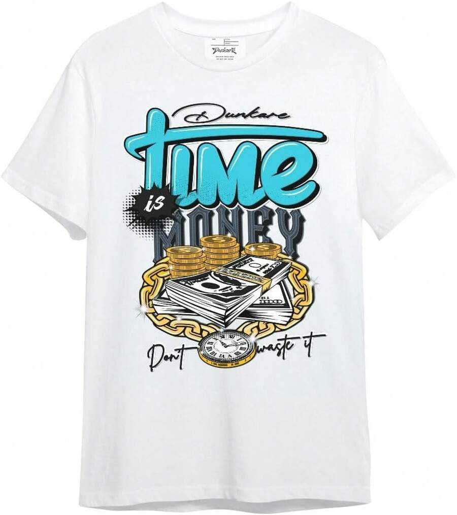 Dunkare Sneaker Match Graphic T-Shirt For Men And Women - Retro Gamma Blue 11s Streetwear | Unisex, Regular Fit, Vintage Style Y2K - 懷特--時間就是金錢 - 查看 1