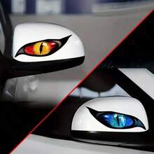 2-In-1 Two Pairs Of Different Color Demon Zombie Eye Stickers, Suitable For Car Rearview Mirror, Motorcycle Helmet Stickers - Durable Waterproof PVC Stickers | Perfect For Halloween Decoration, Halloween Night Gifts, Christmas Gifts - Demon Zombie Eye - View 2
