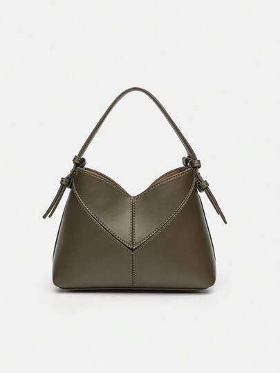 Women Two-Tone Design Mini Canvas Tote Bag, Fashion Shoulder Hand Bucket Bag