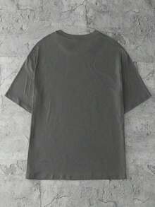 Camiseta de manga corta con cuello redondo y estampado divertido de rana, de estilo casual para mujer, para el verano - Gris Oscuro - Ver 2
