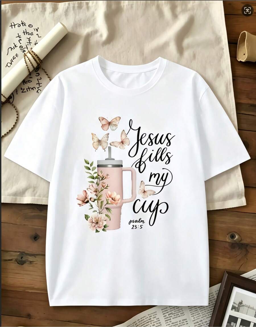 Camiseta de manga corta estampada para mujer. Perfecto para citas, desplazamientos diarios y salidas informales. Diseño clásico minimalista de cuello redondo, fácil de combinar y se adapta a todo tipo de cuerpos. - Blanco - Ver 1