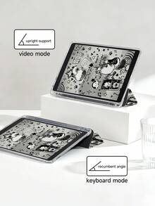 1 件装灰白涂鸦音乐元素插画平板电脑保护套，兼容 Apple 10.2 英寸、Pro 11 英寸（2020/2021 款）、(A16) 11 英寸第 11 代（2025 款）、第 9/10 代、Air 4（10.9 英寸）、Galaxy Tab S6 Lite 10.4 英寸等，防摔，带笔槽，支持睡眠/唤醒功能，是送给平板电脑用户的浪漫礼物。 - 彩色 - 查看 5