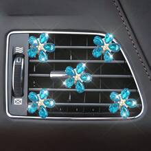 5 piezas de decoración de flor de cristal artificial con clip para rejilla de ventilación del coche, accesorios de decoración floral para el interior del automóvil - Flor de pinza para el cabello de cristal - Ver 9