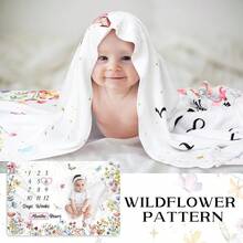 Baby Milestone Blanket Photography Prop, Infant Growth Record Photo Backdrop, Flannel Fabric, Baby Shower Gift - Multicolor - View 4