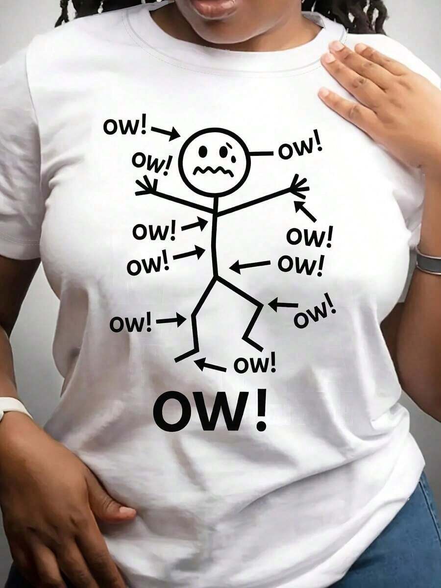 ropa de mujer Camiseta casual para mujer OW!OW!OW! Camiseta estampada vintage con diseño gráfico para primavera/verano/otoño, de manga corta, cuello redondo, cómoda, adecuada para uso diario, vacaciones y actividades al aire libre. Camisas de mujer. - Blanco - Ver 1
