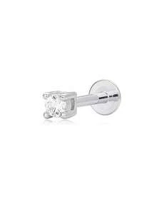 IN Z 1 chiếc khuyên tai bạc 925 Sterling Silver, kiểu 4 chấu, mặt phẳng - Khuyên tai xỏ lỗ môi, dây chuyền charm - Khuyên tai sụn tai, khuyên tai xoắn ốc, trang sức cao cấp - Dành cho nữ đeo hàng ngày, dự tiệc cưới, lễ đính hôn, kỷ niệm, ngày Valentine (Bán lẻ 1 chiếc) - Khuyên tai bốn chấu + dây đeo môi - Xem 10