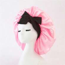 2pcs Luxury Satin Silk Adjustable Hair Wrap, Black Ribbon, Leopard Print, Pink Khaki Bow - Lightweight Hair Care Cap, All-Night Comfort Choice, Suitable For Long Curly Or Braided Hairstyles - High-Quality Bathroom Accessory, Fashionable And Comfortable, Unisex Hair Care Tool - Multicolor 3 - View 7