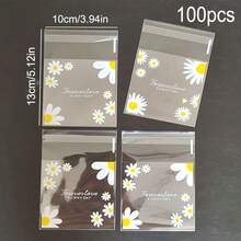 100个雏菊图案礼品袋，透明自粘小包装袋，适用于婚礼礼物、生日茶会、小礼物包装，也适用于全年烘焙饼干，独立包装袋 - 多色 - 查看 13