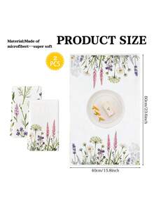 2pcs/Set Watercolor Floral Pattern Kitchen Towels, Country Style Tableware Hand Towels, Suitable For Kitchen Drying, Tea Towels, Home Indoor Tableware Drying - White - View 2