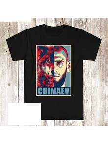 Unisex T-Shirt Made Of Pure Cotton, Men's & Women's - Khamzat Borz Chimaev Chimaev Design Lion And Portrait Print Unisex 100% Cotton T-Shirt Soft, All Seasons Casual Streetwear Essential, All-Match All Seasons Style, Affordable Daily Wear & Perfect Gift For Fans And Friends, Summer T-Shirt, Summer Clothes Women's, Men's Summer Outfit, Women's Shirt, Creative Design, Outdoor Play, Cool Style, Fun Design, Great For Outdoor Play, Creative Design, Outdoor Play, Cool Style, Fun Design, Great For Outdoor Play - Black - View 1