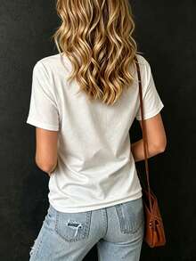 Ropa de mujer blusa camisas de mujer blusas bonitas para dama, blusas casuales para dama camiseta con estampado de "Maestra" con arcoíris y manzana para maestras y educadoras, ropa adorable camisas y2k tops holgados para mujer manga corta cuello redondo ajuste holgado para todas las estaciones, lavable a máquina tejido elástico transpirable 100% algodón ideal para ocio diario deportes y fitness viajes y desplazamientos, artículos del almacén local envío gratuito vintage top para mujer casual, 2026 New Arrival - Blanco - Ver 3