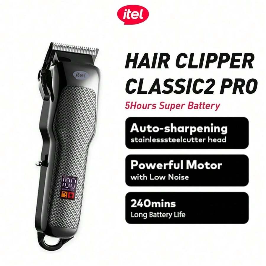 itel Máy cắt tóc 4 đầu IHC-36 Classic, sạc không dây Type-C, màn hình kỹ thuật số thông minh, thiết kế kim loại cao cấp, pin 2000mAh bền bỉ, lưỡi dao sắc bén, cắt tỉa chính xác, phù hợp cho việc cắt và tạo kiểu tóc. - màu đen - Xem 1