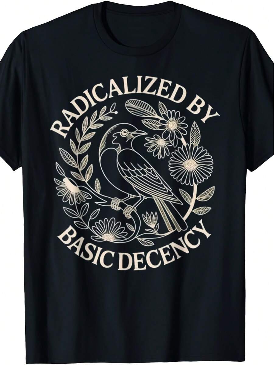 Camiseta floral inspirada en la etiqueta básica - Negro - Ver 1