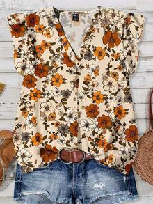 Camisa de mujer casual y minimalista con estampado botánico, adecuada para el verano - Multicolor 13 - Ver 5