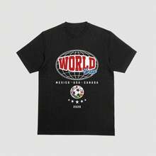 Sitio web independiente WORLD CUP2026 Copa del Mundo, nueva camiseta unisex de algodón puro, estilo casual, talla grande, cuello redondo y corte holgado. - Blanco - Ver 2