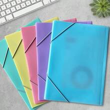 1pc/5pcs Optional A4 Size PP Elastic Band Folder, Solid Color Document Storage Folder, Durable Office Study Home Stationery - Single Piece - View 9