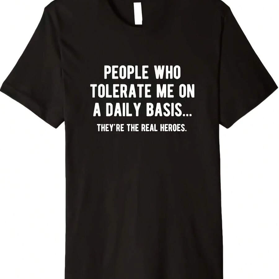 Personas que soportan mi presencia todos los días, camisetas irónicas y divertidas, tops estampados - forma - Ver 1