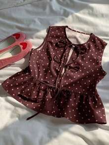 Blusa de rayas y estampado sin mangas para uso diario sencilla, tops sin mangas - Marrón - Ver 5