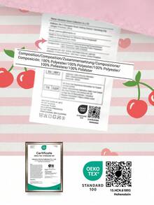 HONEYMOON 櫻桃條紋印花被套組 (2件 1件被套 + 1件枕套；3件 1件被套 + 2件枕套)；100% 聚酯纖維數位印花布料，柔軟透氣，抗皺，枕套不含枕芯 (不含被芯) - 適用於 T/F/Q/K 尺寸居家與宿舍，Oeko-Tex 認證，送給媽媽的絕佳禮物 - 彩色 - 查看 10
